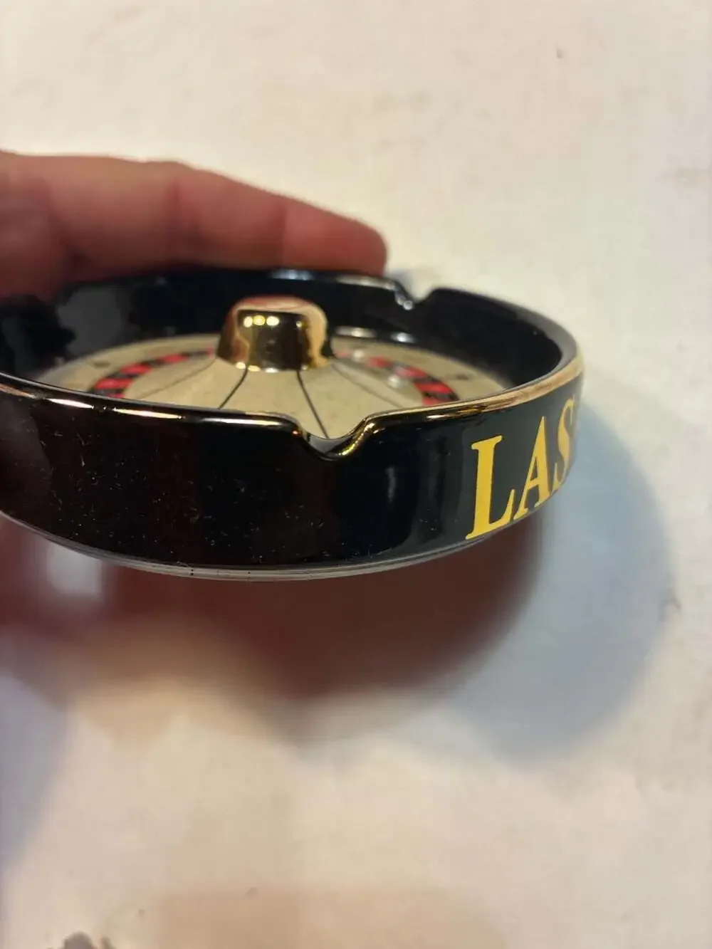 Vintage Las Vegas Themed Ceramic Roulette Wheel Ashtray